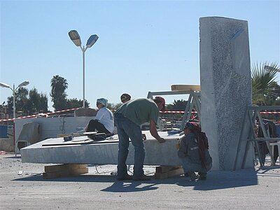 Marble sculpture "Krol" before assembling, Mersin, Turkey