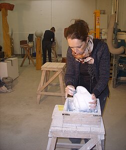 Helle Kerscher works in the Open Studio on Thursdays