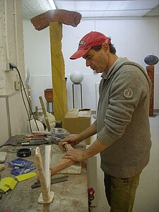 Peter Rosenzweig working in the studio in Leberstraße